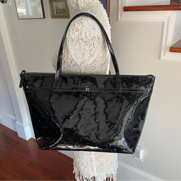 kate spade Handbags - KATE SPADE ♠️ Camelia Street Sophie Black Embossed Patent Leather Tote